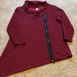 Burgundy/Black Tunic with Black Accent Zipper